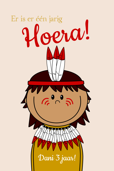 Uitnodiging kinderfeest met een schattige indiaan