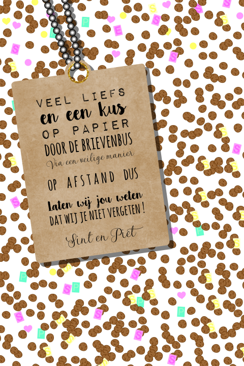 Sinterklaaskaart snoep en label met gedichtje