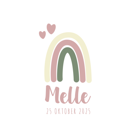 Geboortekaart meisje regenboog met hartjes Melle
