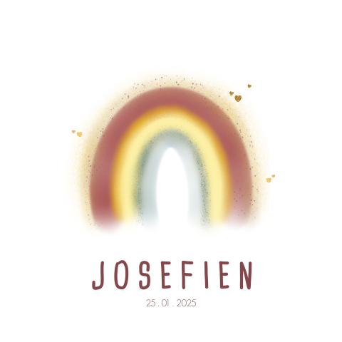 Geboortekaartje meisje met een fleurige regenboog
