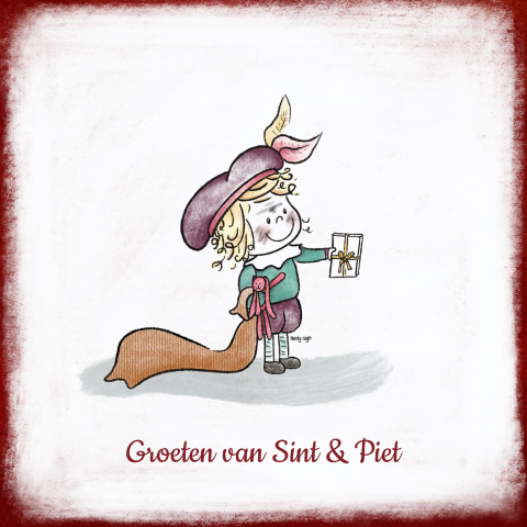 Sinterklaaskaart voor kinderen met een lief hulppietje