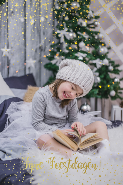 Foto kerstkaart met goudfolie sterretjes