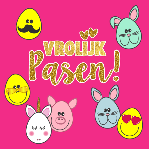Paaskaart met vrolijke emoji paaseieren