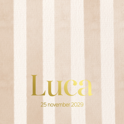 Minimalistisch geboortekaartje met beige strepen – Luca