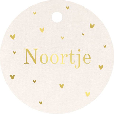 Ronde labeltjes met goudfolie hartjes beige tinten | 16 stuks