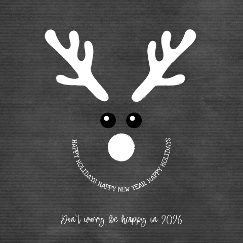 Grappige en Stoere Kerstkaart rendier Happy 2026