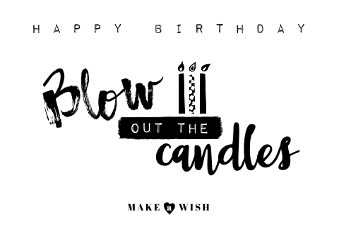 Verjaardagskaart zwart-wit Blow out the candles