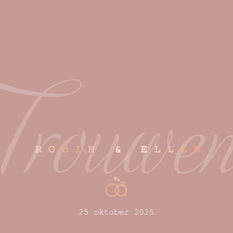 Trouwkaart | Stijlvol, hip, roze en ringen | Rosé goudfolie