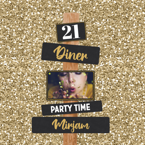 Uitnodiging 21-Diner Glitter en glamour wegwijzer