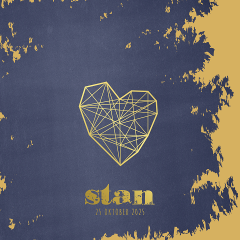 Geboortekaartje goudfolie stoer grafisch kaartje met hartje Stan