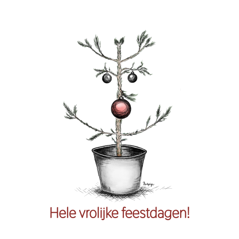 Kerst wenskaart grappig kerstboompje met een grote lach