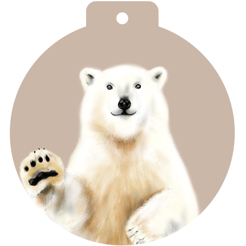 Unieke kerstkaart kerstbal-vorm met schattige zwaaiende ijsbeer