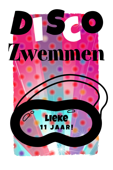 Uitnodiging kinderfeest meisje roze discozwemmen