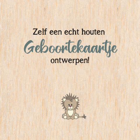 HOUT Geboortekaart zelf ontwerpen vierkant