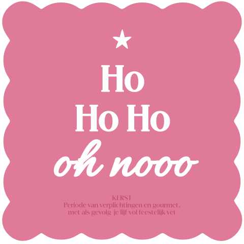 Kerstkaart met golvende lijn en roze met grappige tekst