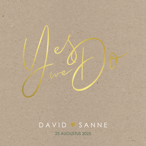 Trouwkaart kraft-look stijlvol goudfolie - Kraft & Golden copper