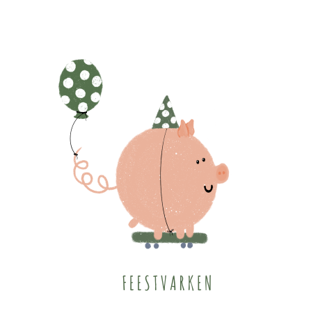 Grappige verjaardagskaart voor het feestvarken