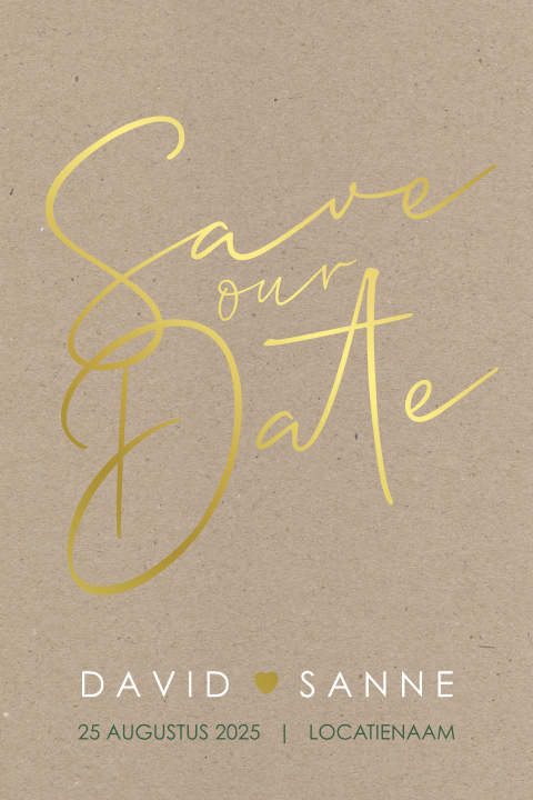 Save our date kaart kraft-look goudfolie - Kraft & Golden Copper