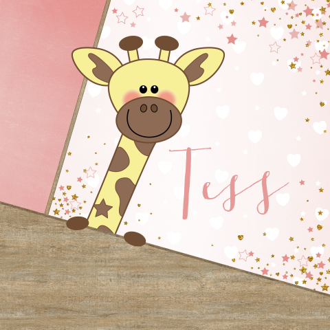 Poster meisje giraffe sterren en hartjes