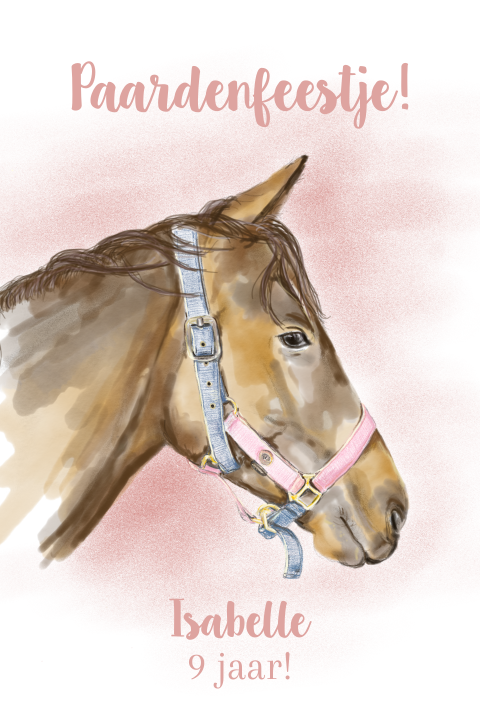 Kinderfeest uitnodiging met een lief paard voor een paardenfeestje