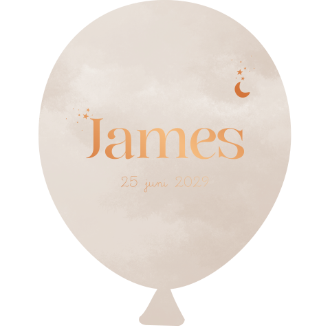 Geboortekaartje ballon beige met koperfolie