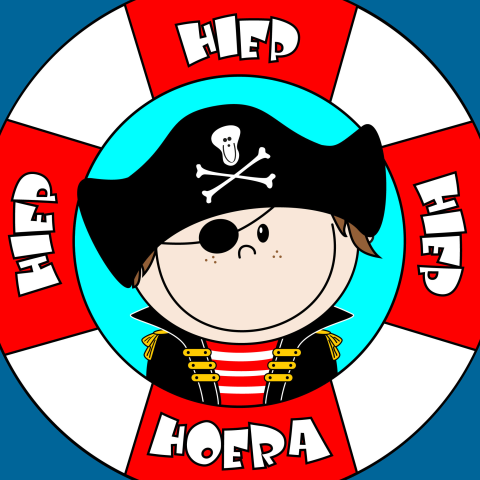 Stoere felicitatie jongen Hiep Hiep Hoera Piraatje
