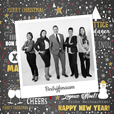 Zakelijke kerstkaart krijtbord-look feestelijk met foto