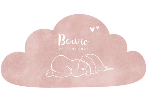 Bijzonder geboortekaartje wolkje met lijntekening baby