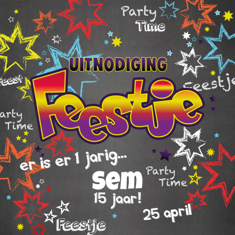 Stoere verjaardagsuitnodiging jongen krijtbord en graffiti