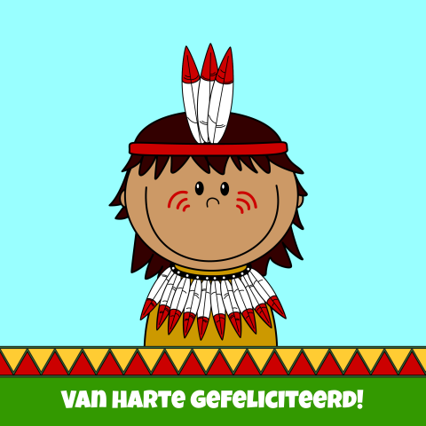Verjaardagskaart met een vrolijke indiaan
