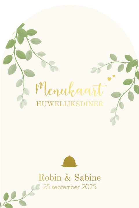 Menukaart huwelijksdiner groen en botanisch natuurlijke luxe