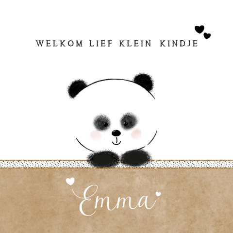 Geboortekaart meisje met lief pandabeertje