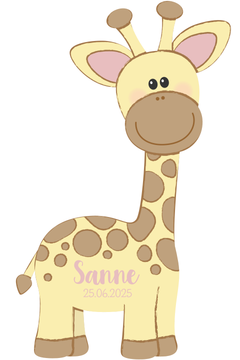 Origineel geboortekaartje meisje in de vorm van een girafje