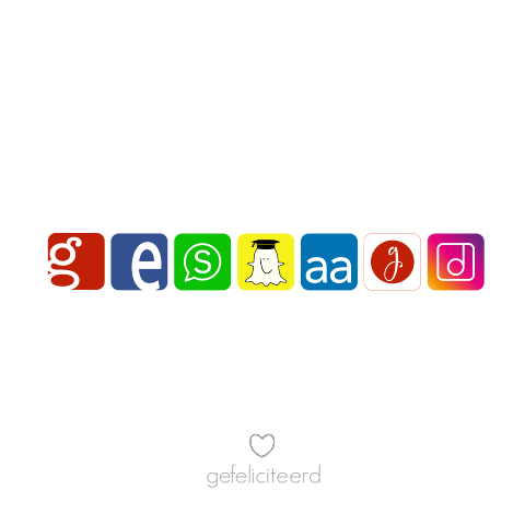 Geslaagd trendy felicitatie met app iconen