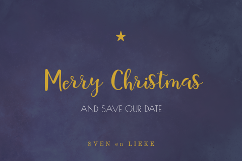 Kerst Save the Date kerstkaart velvet blauw en ster