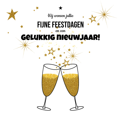 Zakelijke kerstkaart sterren en champagne