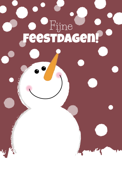 Kerstkaart winters met sneeuw en sneeuwpop