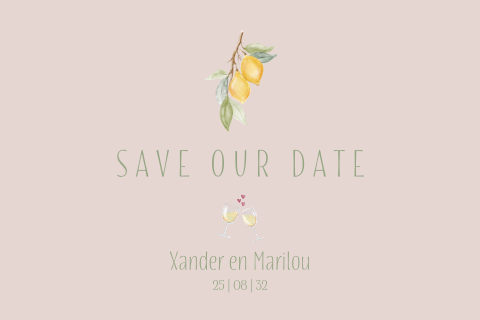 Save the Date kaart met citroenen en speelse details
