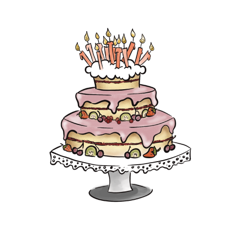 Aanpasbare sluitzegel feestelijke verjaardagstaart met kaarsjes