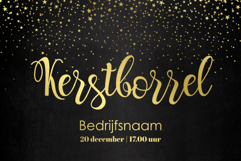 Zakelijke uitnodiging kerstborrel sterren en goudfolie