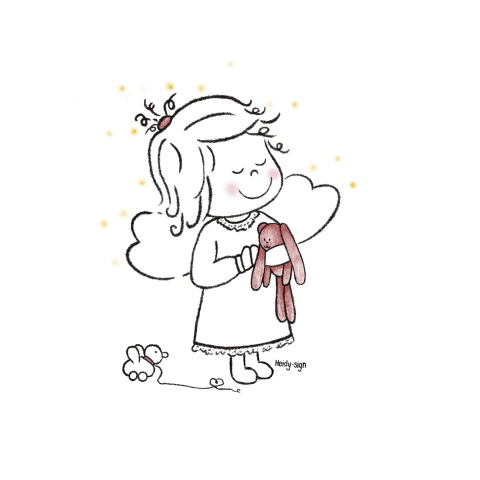Lief kerstkaartje met een tekening van een schattig kerstengeltje
