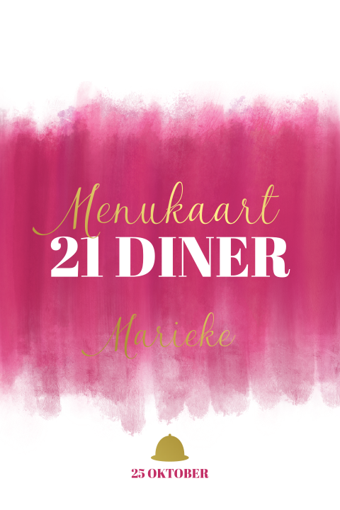 Stijlvolle en opvallend roze menukaart 21 diner