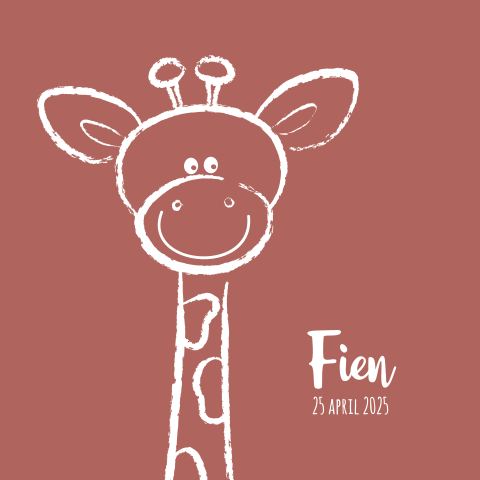 Geboortekaart met een schattig girafje Fien