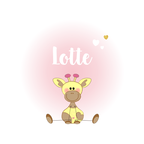 Lief roze geboortekaartje meisje met girafje en hartjes Lotte