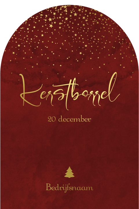 Stijlvolle zakelijke kerstborrel uitnodiging boogvorm goudfolie