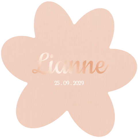 Bloemvorm geboortekaartje minimalistisch met roségoudfolie – Lianne