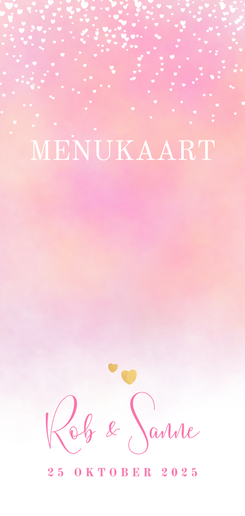 Romantic pink dreams - Menukaart huwelijksdiner