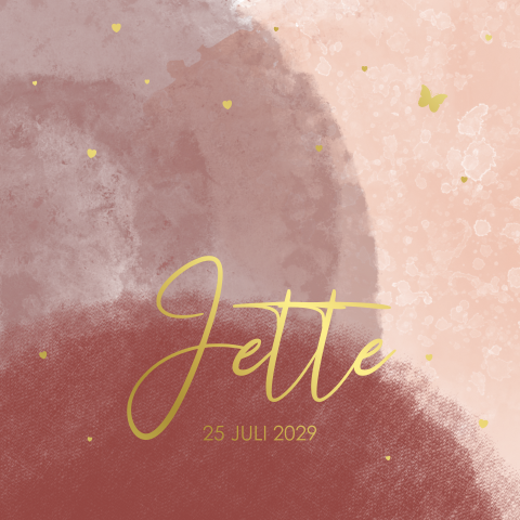 Luxe geboortekaartje meisje met organische vormen en goudfolie