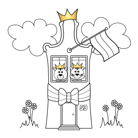 Koningsdag woningsdag D.I.Y. kleurkaart tijgers met kroon