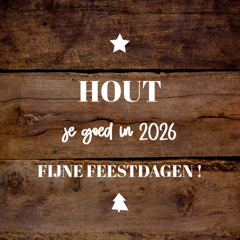 Stoere zakelijke kerstkaart hout-print - Hout je goed in 2026